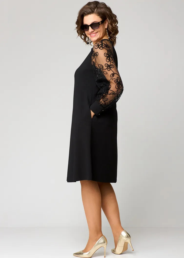 Destiney | Lace-Sleeve Dress