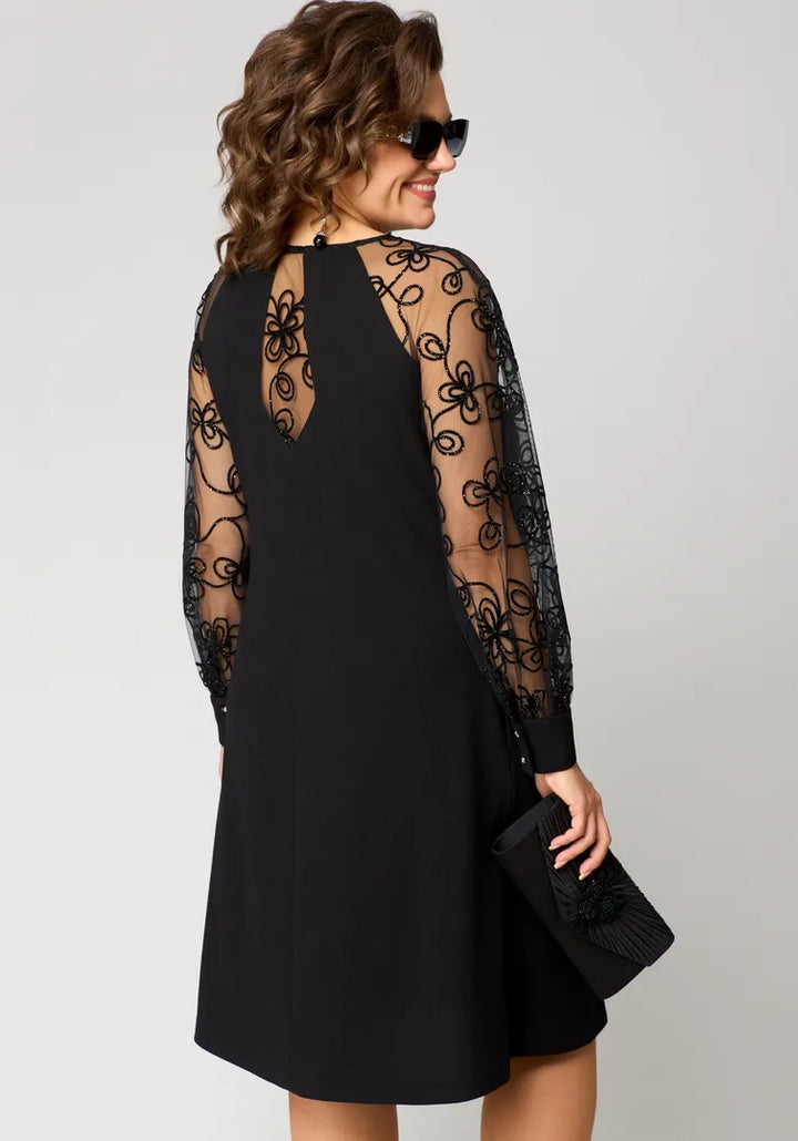 Destiney | Lace-Sleeve Dress
