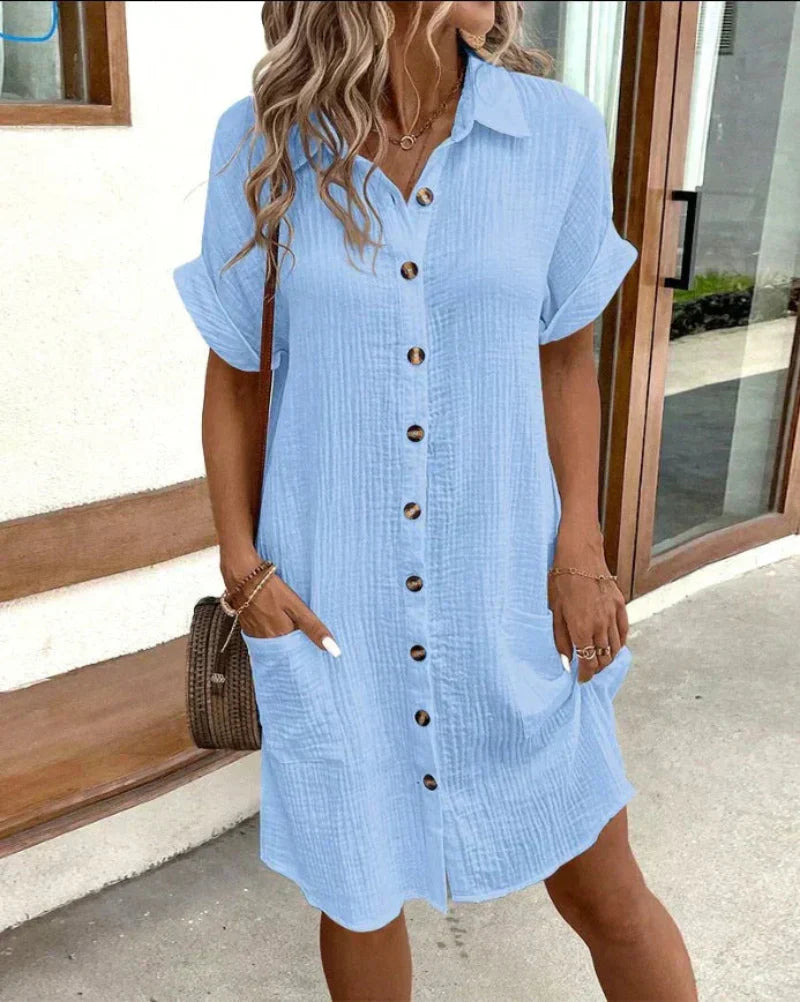 Hailey | Cotton Linen Shirt Dress